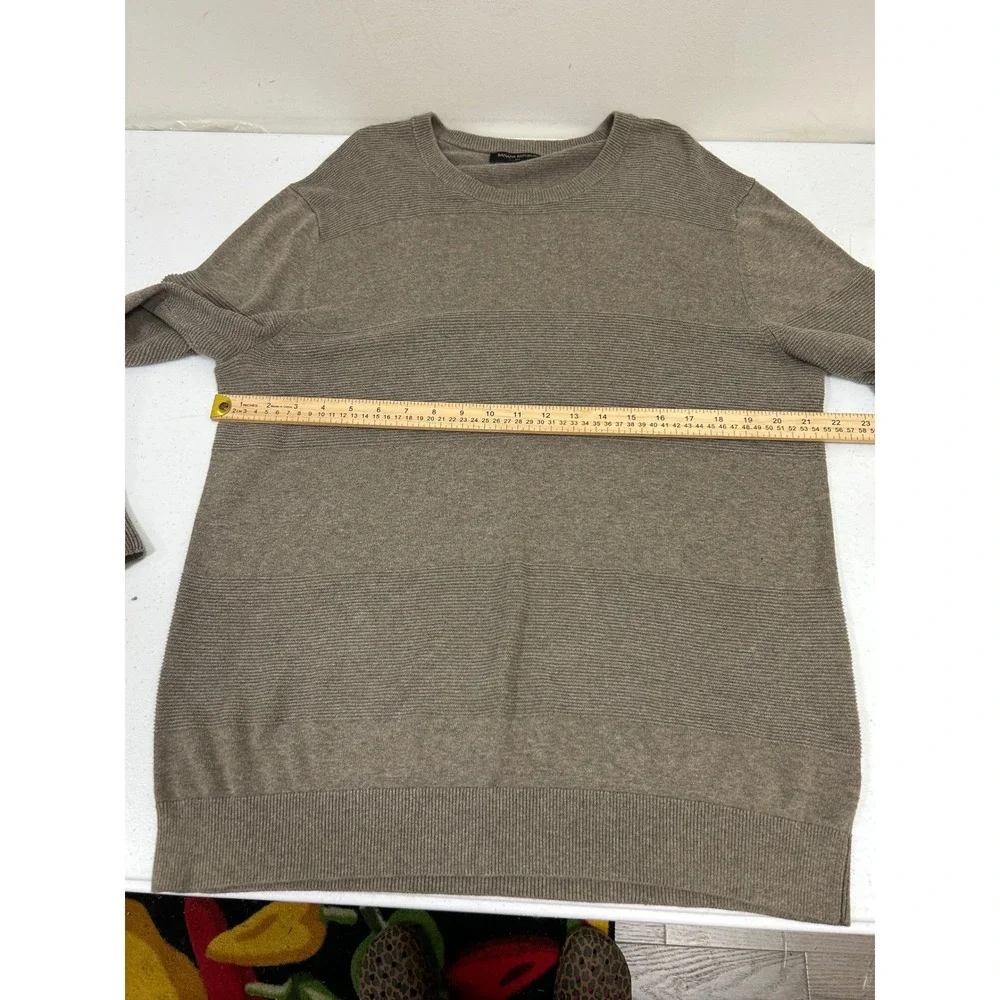 Banana Republic Mens‎ Large Grey Textured Stripe Crewneck Knit Sweater